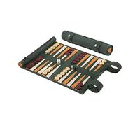 Melia Games Backgammon - Set de Voyage - Cuir Véritable - Pions en Buis Fait Main (Eire)