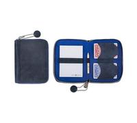 Melia Games Playing Cards Set Deluxe - Pochette en Cuir Véritable Fait Main - Set de Voyage INCL. 2 Jeux de Cartes, Block-Note, Crayon (Vintage Edition) (Crazy Navy Blue)