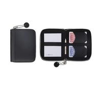 Melia Games Playing Cards Set Deluxe - Pochette en Cuir Véritable Fait Main - Set de Voyage INCL. 2 Jeux de Cartes, Block-Note, Crayon (Vintage Edition) (Crazy Pure Black)