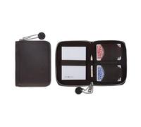 Melia Games Playing Cards Set Deluxe - Pochette en Cuir Véritable Fait Main - Set de Voyage INCL. 2 Jeux de Cartes, Block-Note, Crayon (Vintage Edition) (Crazy Dark Brown)