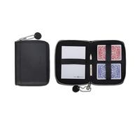 Melia Games Playing Cards Set Deluxe - Pochette en Cuir Véritable Fait Main - Set de Voyage INCL. 2 Jeux de Cartes, Block-Note, Crayon (Designer Edition) (All Black)