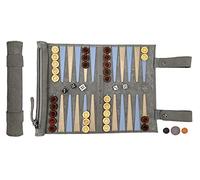MELIA Outlet Backgammon en cuir à rouler - Backgammon de voyage en cuir véritable avec pions en bois - Jeu de société de luxe pour les déplacements - Backgammon Roll-Up Premium - Fabriqué à la main en