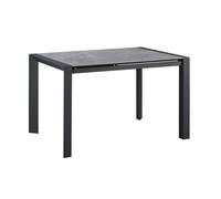 MELIA - Table Repas Allongeable Plateau Céramique Marbré Gris Pieds Métal Gris -