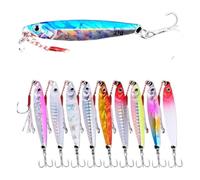 Meliaen 10 pièces Super qualité métal coulée Jig 7g-10g-14g-21g-28g-40g Rivage Glisser coulée gabarits cuillère leurre de pêche appâts artificiels(D-2 hooks-10pcs,7g)