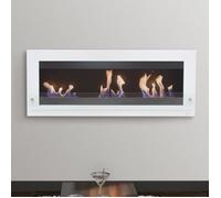 Melibea, cheminée bio éthanol grande taille 140 Cm, noire et blanche, triple brûleurs style très moderne !