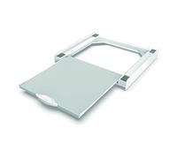 Meliconi Base Torre Pro L60, Kit de superposition pour lave-linge et sèche-linge avec une tablette coulissante en bois mélaminé et sangle de sécurité incluse. Blanc. Fabriqué en Italie.