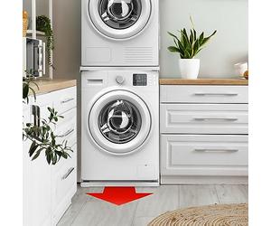 Meliconi The Tower Kit 2 en 1 - Kit de superposition pour réaliser une colonne mobile sur roulettes, avec le sèche-linge sur le lave-linge. Comprend: 1 Torre Style L60 et 1 Base Wash Pro. Blanc.