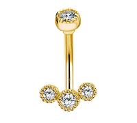 Melighting 14k Solid Gold Round CZ Belly Piercing Jewelry 14g Navel Ring Gold Belly Button Ring Gift for her