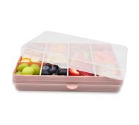 melii Boîte à goûter - Boîte à goûter divisée, stockage des aliments pour enfants, séparateurs amovibles, loisirs créatifs, perles, sans BPA, 12 compartiments (rose)
