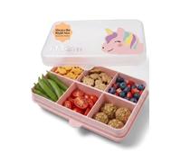 melii Mini boîte à goûter - 6 compartiments, récipient à collation divisé, stockage des aliments pour enfants et adultes, séparateurs amovibles, loisirs créatifs, perles, sans BPA, licorne