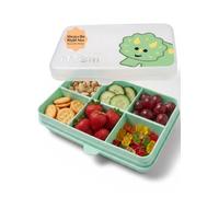 melii Mini boîte à goûter - 6 compartiments, récipient à collation divisé, stockage des aliments pour enfants et adultes, séparateurs amovibles, loisirs créatifs, perles, sans BPA, dinosaure