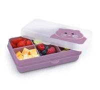 Melii Mini boîte à goûter - 6 compartiments, récipient divisé, stockage sans BPA, perles, chat violet