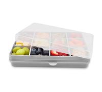 melii Snackle Box Boîte à goûter divisée pour enfants, séparateurs amovibles, loisirs créatifs, perles, sans BPA, 12 compartiments (gris)