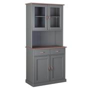MELINA - Buffet Vaisselier 4 Portes 2 Tiroirs Coloris Gris