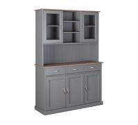 MELINA - Buffet Vaisselier 5 Portes 3 Tiroirs Coloris Gris