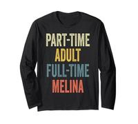 Melina Personalized Retro Girls Part-Time Melina Name Manche Longue