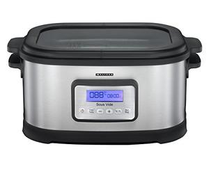 Melissa 16310170 Mijoteuse sous vide, chauffe-saucisses et sous vide pour cuisine cuisson à basse température, 8,5 l, 520 W, acier inoxydable/noir, brosse en acier inoxydable