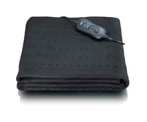 Melissa 16760050 Couverture Chauffante Électrique - Lavable, 3 Niveaux de Température avec Indicateur LED, Protection Contre la Surchauffe, Arrêt Automatique, 80X150 Cm, Noir