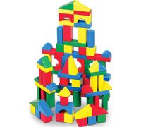 Melissa & Doug - 100 Blocs Colorés De Formes Différentes En Bois - Jeu De Construction - Jouet En Bois - Puzzle Enfant - Jouet Montessori - Cadeau Enfant 3 Ans Et + -
