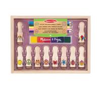 Melissa & Doug Jeu de timbres en bois, 10 timbres en bois et un tampon encreur à couleurs multiples, Jouet créatif, Loisirs créatifs pour filles et garçons de 3 4 5 6 7 ans