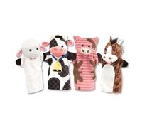 Melissa & Doug - 4 Marionnettes Thème Animaux De La Ferme - Marionnettes À Mains pour Enfant - Peluche Jeu De Rôle - Jouet D'Activité, De Développement Et d'apprentissage - Cadeau Enfant 2 Ans Et +