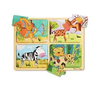 Melissa & Doug 4 Puzzles en Bois Animaux, Cadeau pour enfants de 2 3 4 ans, Jouets d'éveil et 1er âge, Jouets d'activité et de développement, Jouet éducatif, Jouet classique en bois Montessori