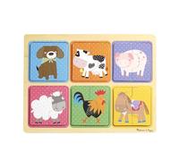 Melissa & Doug 4 Puzzles en Bois La Ferme, Cadeau pour enfants de 2 3 4 ans, Jouets d'éveil et 1er âge, Jouets d'activité et de développement, Jouet éducatif, Jouet classique en bois Montessori