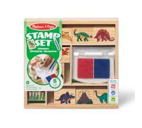Melissa & Doug – Jeu de tampons en bois Dinosaures – 8 tampons, tampon d'encre et 5 crayons