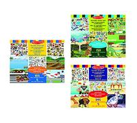 Melissa & Doug- Bloc D’Autocollants Réutilisables-Aventure, 19115 + Melissa & Doug- Bloc D’Autocollants Réutilisables-Habitats, 14196 + Bloc D’Autocollants Réutilisables-Véhicules, 14199