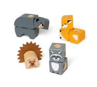 Melissa & Doug Blockables à emboîter, Amis de la forêt, Coffret de Blocs en Bois de Construction à Assembler et mélanger, pour Les Tout-Petits (16 pièces) - Certifiés FSC