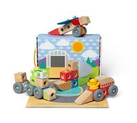 Melissa & Doug Blockables à emboîter, véhicules, coffret de blocs en bois de construction à assembler et mélanger, pour les tout-petits (54 pièces) - Certifiés FSC