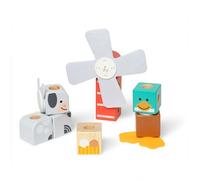 Melissa & Doug Blockables Amis de la Ferme à emboîter, Coffret de Blocs en Bois de Construction à Assembler et mélanger, pour Les Tout-Petits (16 pièces) - Certifiés FSC