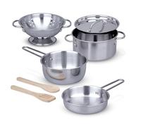 Melissa & Doug - Casseroles + Poêles 8 Pièces - Accessoires De Cuisine - Jeu Imitation - Jouet en INOX - Jouet D'Activité, De Développement Et d'apprentissage - Cadeau Enfant 3 Ans Et +