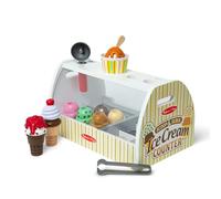 Melissa & Doug, Comptoir à Glaces en Bois Scoop & Serve Ice Cream Counter, Magasin pour Jeux de rôle, 28 Accessoires de Cuisine et Aliments factices, Jouets pour Filles et garçons à partir de 3 Ans