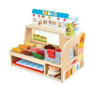 Melissa & Doug Le Bistro Sandwicherie en Bois, Comptoir avec 52 pièces et accesoires, Aliments en bois, Jeu d'imitación, Jouet créatif, Montessori,Cadeau pour garçons et filles de 3 4 5 6 7 ans