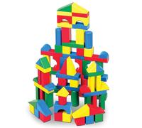 Melissa & Doug| Ensemble de Blocs de Construction en Bois|Jouet de Développement| 100 Blocs en 4 Couleurs et 9 Formes| Un pour Les Filles et Les Garçons
