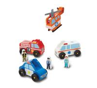 Melissa & Doug | Ensemble de Jeu à Véhicules d'urgence en Bois | Pour garçon ou fille | 3+
