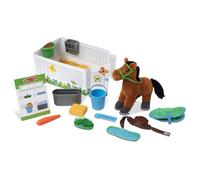 Melissa & Doug Feed & Groom Horse Care Play Set , Pretend Play , Play Set , 3+ , Gift for Boy or Girl, Beige