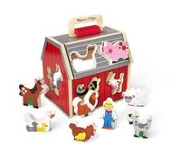 Melissa & Doug Jouet en bois à emporter, 10 pièces de la ferme en bois - Jouets de la ferme, Jouets d’apprentissage pour trier et pour empiler pour les tout-petits et les enfants de plus de 2 ans