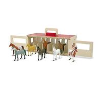 Melissa & Doug, Étable pour Chevaux De Spectacle, Étable en Bois Portative, Jouet en Bois avec accesoires, 8 Chevaux, Jeu créatif, Cadeau pour garçons et Filles de 3 4 5 6 7 Ans