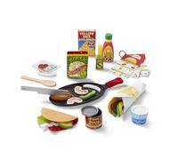 Melissa & Doug Fill & Fold - Ensemble de Tacos et Tortilla 43 pièces - Nourriture Mexicaine en Bois tranchable, poêle et Plus Encore - Certifié FSC, Jouet de Cuisine pour Enfants à partir de 3 Ans