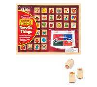 Melissa & Doug Jeu de timbres Deluxe en bois avec 26 timbres, 4 tampons d'encre et 5 crayons, Jouet créatif, Loisirs créatifs pour filles et garçons de 3 4 5 6 7 ans