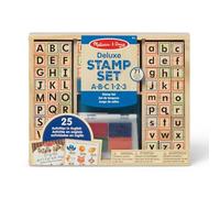 Melissa & Doug Jeu de timbres Deluxe en bois lettres et chiffres, 71 timbres et 4 tampons d’encre, Jouet créatif et éducatif, Loisirs créatifs, Cadeau pour filles et garçons de 3 4 5 6 7 ans