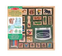 Melissa & Doug Jeu de timbres en bois Forêt tropicale, Cadeau pour filles et garçons, 20 timbres, tampon d’encre, 5 crayons, Jouet créatif, Loisirs créatifs pour filles et garçons de 3 4 5 6 7 ans