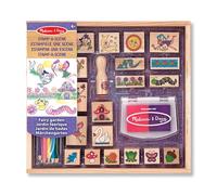 Melissa & Doug Jeu de timbres en bois Jardin Féerique, Cadeau pour filles et garçons, 20 timbres, tampon d’encre, 5 crayons, Jouet créatif, Loisirs créatifs pour filles et garçons de 3 4 5 6 7 ans