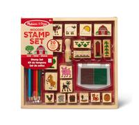 Melissa & Doug Jeu de timbres en bois La Ferme, Cadeau pour filles et garçons, 20 timbres, tampon d’encre, 5 crayons, Jouet créatif, Loisirs créatifs pour filles et garçons de 3 4 5 6 7 ans