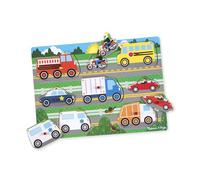 Melissa & Doug Jouets en bois - Puzzles avec panneaux perforés pour véhicules, Jouets d'apprentissage pour filles et garçons de 2 ans, Puzzles en bois pour tout-petits et enfants de 2 3 4 ans,