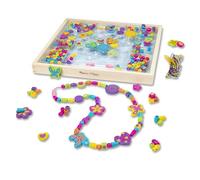 Melissa & Doug Perles en bois,Fabrication de bijoux, colliers, bracelet, Loisirs creatifs pour enfants, Bracelets d'amitié pour filles et garçons, Cadeaux pour enfants de 4, 5, 6 ans