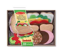 Melissa & Doug Kit de Sandwich en Feutre, Jouets de nourriture et accessoires de cuisine pour enfants, Montessori, Aliments en feutre, Jeux de rôle, Jeu d'imitation, Cadeau pour enfants de 3 4 5 6 ans