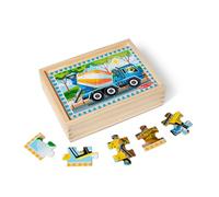 Melissa & Doug Coffret avec 4 Puzzles en Bois Véhicules De Construction, Cadeau pour Enfants de 2 3 4 5 Ans, d'éveil et 1er âge, d'activité et de développement, Jouet éducatif, 50210